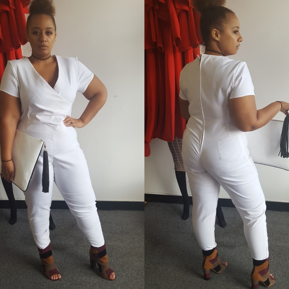 Plus size white jumpsuit